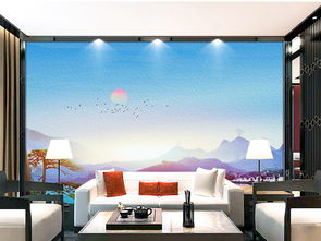 精品大氣迎客松中式水墨山水電視背景墻圖片素材 psd效果圖下載 中式電視背景墻圖大全 電視背景墻編號(hào) 19025850